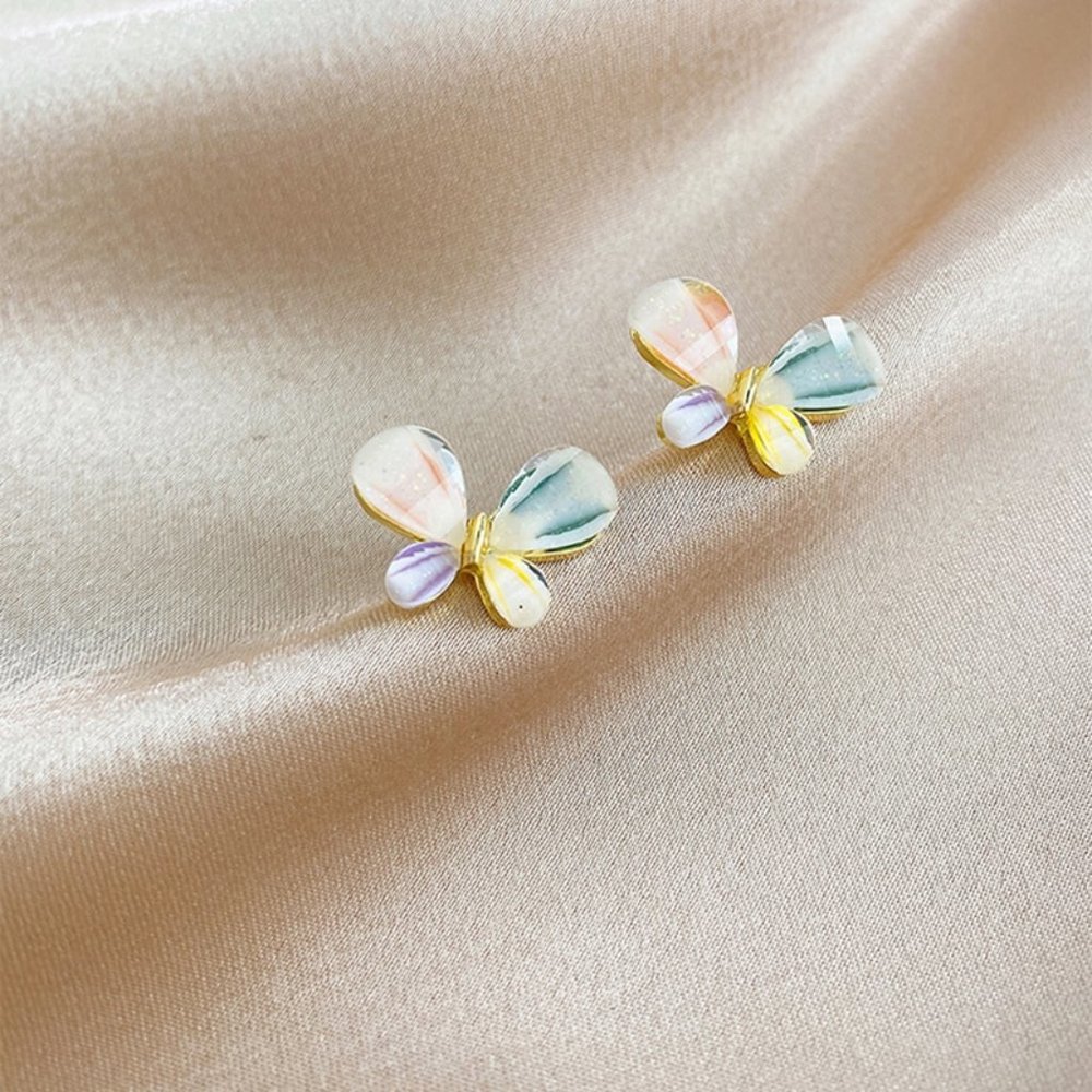 Colorful Butterfly Acrylic Gold Stud Earrings - Picture 1 of 4